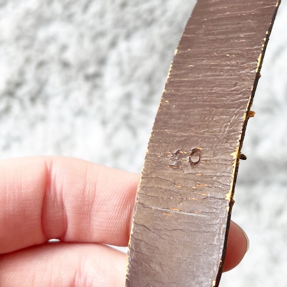 VINTAGE Brown Reptile Leather Belt Size 40 - Picture 7 of 8